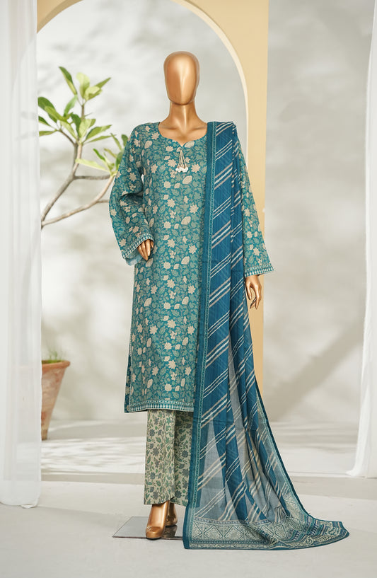 Bin Saeed Printed Lawn Stitched 3 Piece Suit - Design-22 - BS26RT - Green - Summer Collection