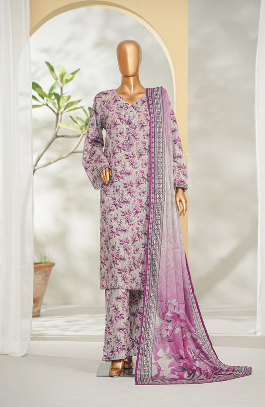 Bin Saeed Printed Lawn Stitched 3 Piece Suit - Design-18 - BS26RT - Purple - Summer Collection