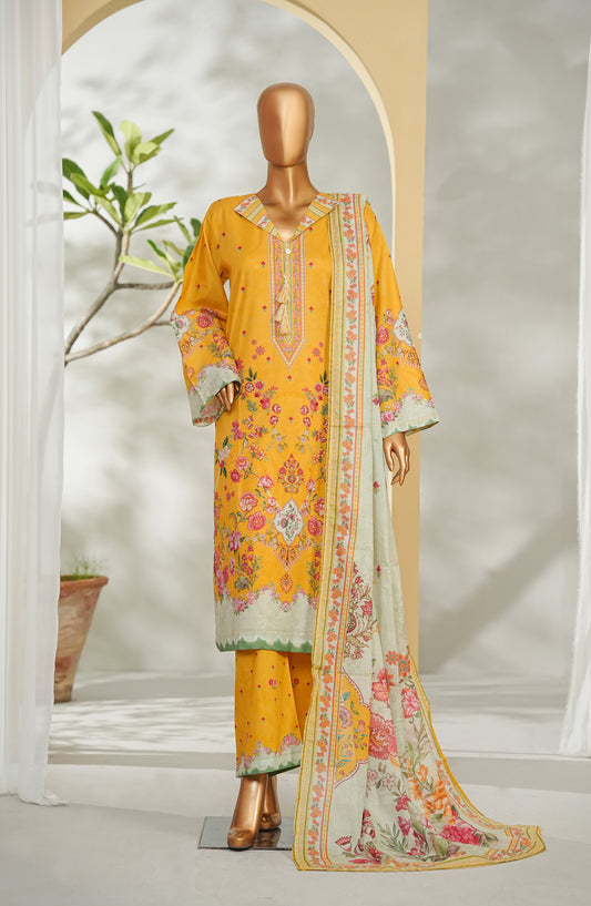 Bin Saeed Printed Lawn Stitched 3 Piece Suit - Design-39 - BS26RT - Yellow - Summer Collection