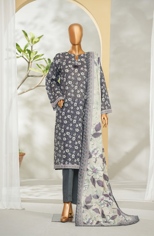 Bin Saeed Printed Lawn Stitched 3 Piece Suit - Design-38 - BS26RT - Grey - Summer Collection