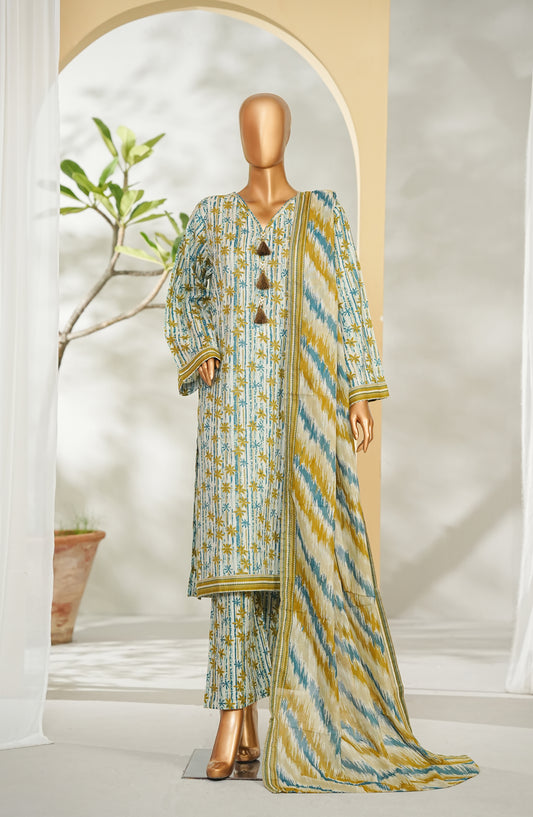 Bin Saeed Printed Lawn Stitched 3 Piece Suit - Design-35 - BS26RT - Green - Summer Collection
