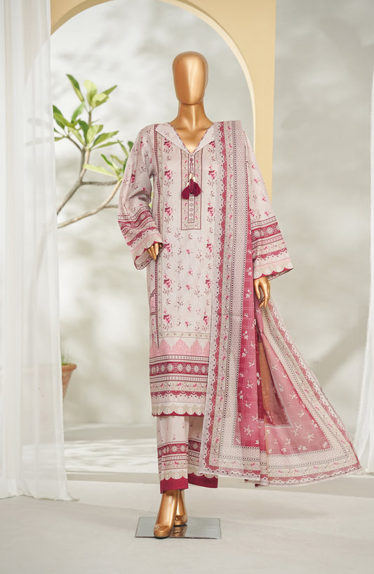 Bin Saeed Printed Lawn Stitched 3 Piece Suit - Design-14 - BS26RT - Pink - Summer Collection