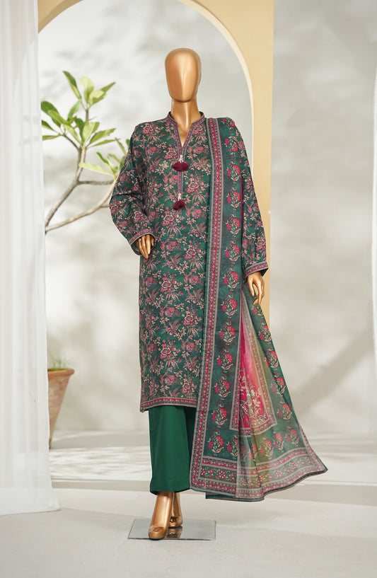Bin Saeed Printed Lawn Stitched 3 Piece Suit - Design-32 - BS26RT - Green - Summer Collection