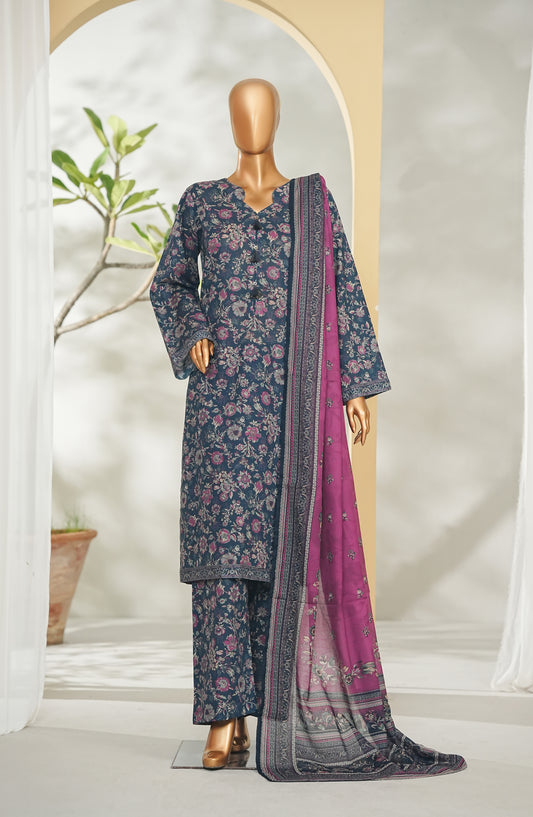 Bin Saeed Printed Lawn Stitched 3 Piece Suit - Design-11 - BS26RT - Blue - Summer Collection