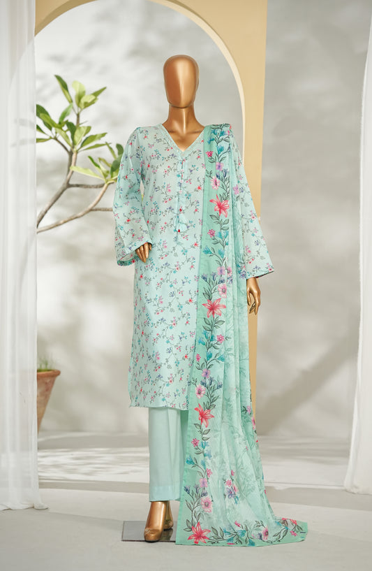 Bin Saeed Printed Lawn Stitched 3 Piece Suit - Design-08 - BS26RT - Blue - Summer Collection