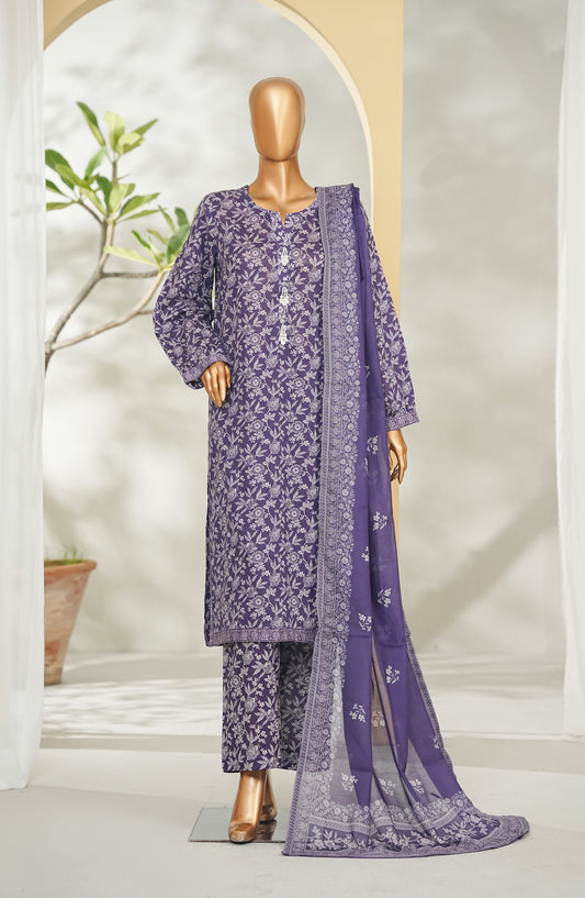 Bin Saeed Printed Lawn Stitched 3 Piece Suit - Design-05 - BS26RT - Purple - Summer Collection