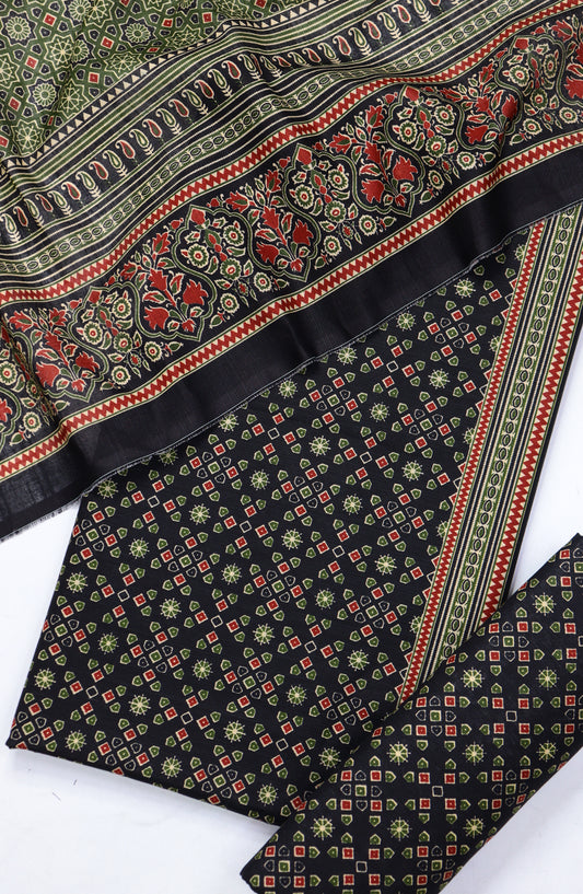 Bin Saeed Printed Khaddar Unstitched 3 Piece Suit - Design-09 - BS25KHD - Black - Winter Collection