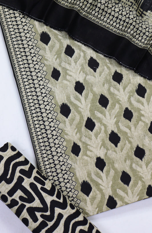 Bin Saeed Printed Khaddar Unstitched 3 Piece Suit - Design-20 - BS25KHD - Green - Winter Collection