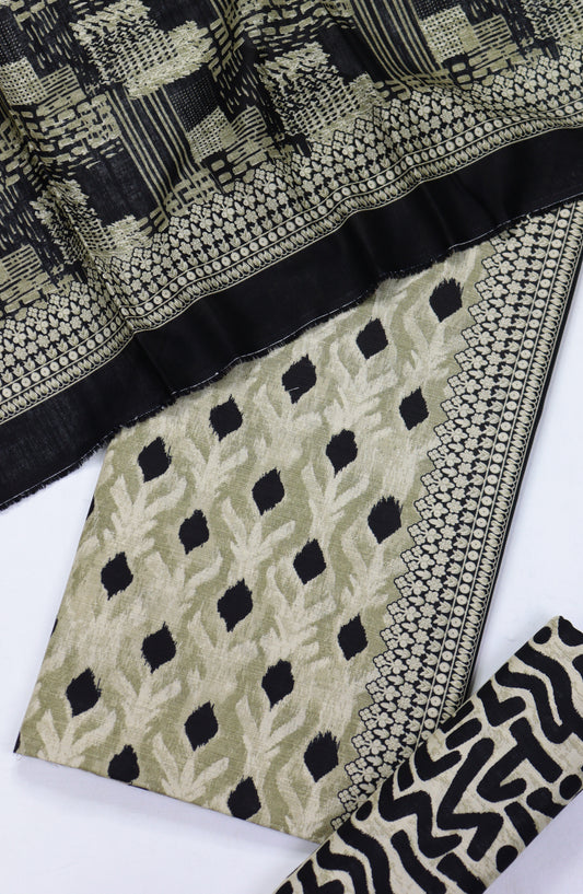 Bin Saeed Printed Khaddar Unstitched 3 Piece Suit - Design-20 - BS25KHD - Green - Winter Collection