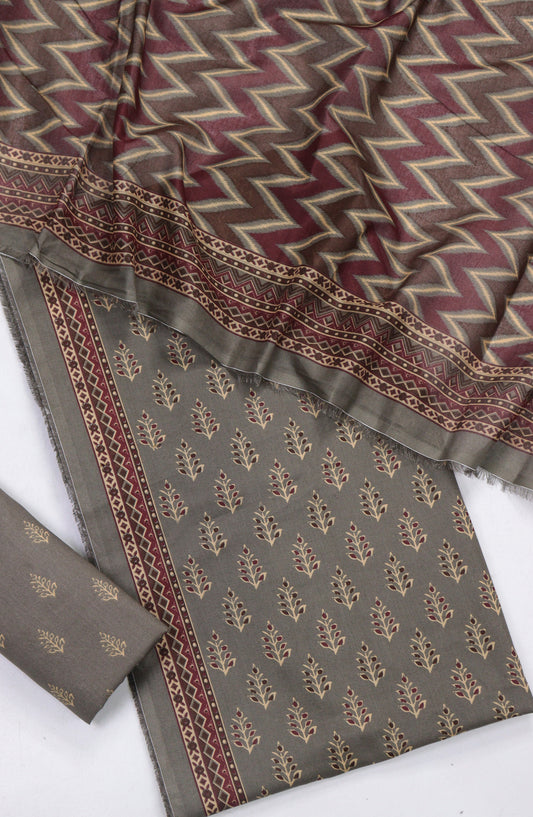 Bin Saeed Printed Lawn Unstitched 3 Piece Suit - Design-32 - BS26PR - Brown - Summer Collection