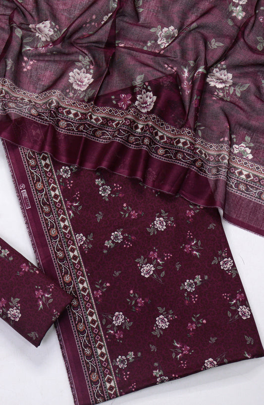 Bin Saeed Printed Lawn Unstitched 3 Piece Suit - Design-07 - BS26PR - Purple - Summer Collection