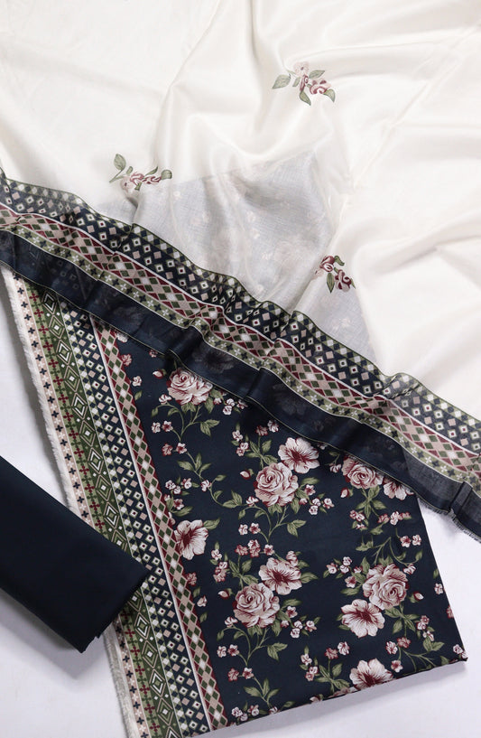 Bin Saeed Printed Lawn Unstitched 3 Piece Suit - Design-16 - BS26PR - Black - Summer Collection