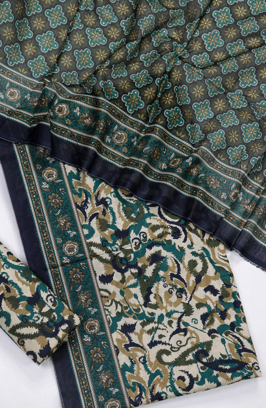 Bin Saeed Printed Lawn Unstitched 3 Piece Suit - Design-25 - BS26PR - Green - Summer Collection
