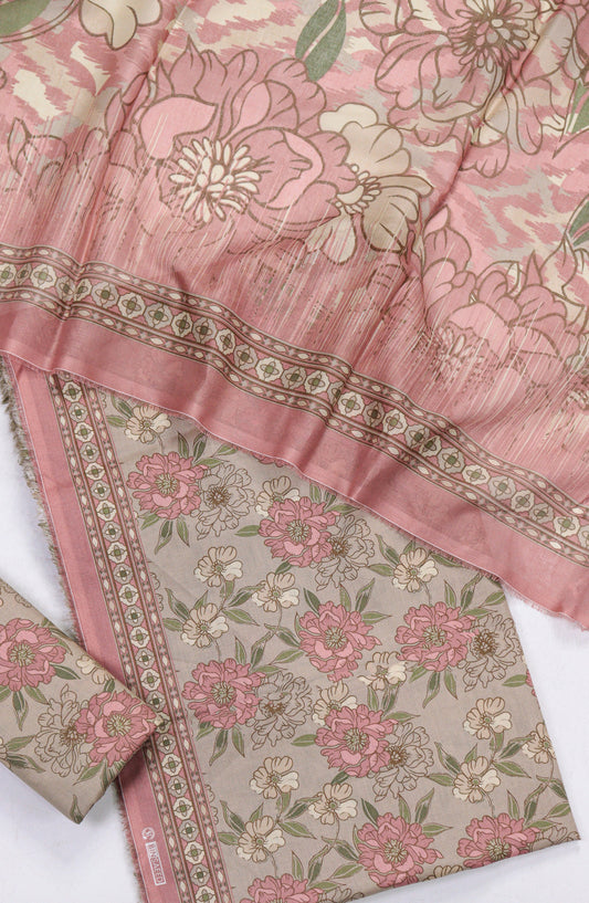 Bin Saeed Printed Lawn Unstitched 3 Piece Suit - Design-23 - BS26PR - Pink - Summer Collection