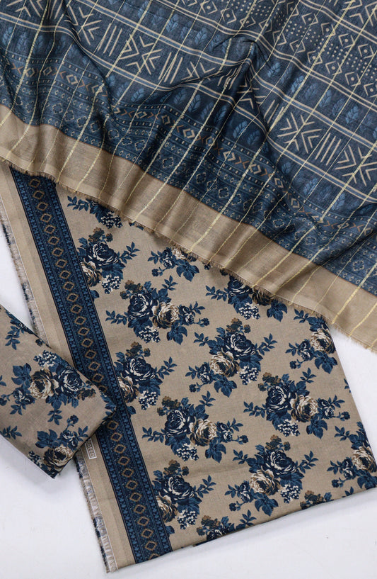 Bin Saeed Printed Lawn Unstitched 3 Piece Suit - Design-04 - BS26PR - Beige - Summer Collection