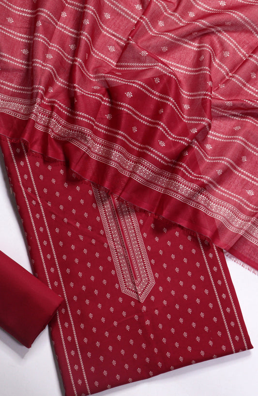 Bin Saeed Printed Lawn Unstitched 3 Piece Suit - Design-04 - BS26PR - Red - Summer Collection