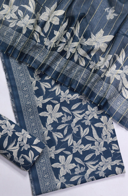 Bin Saeed Printed Lawn Unstitched 3 Piece Suit - Design-01 - BS26PR - Blue - Summer Collection