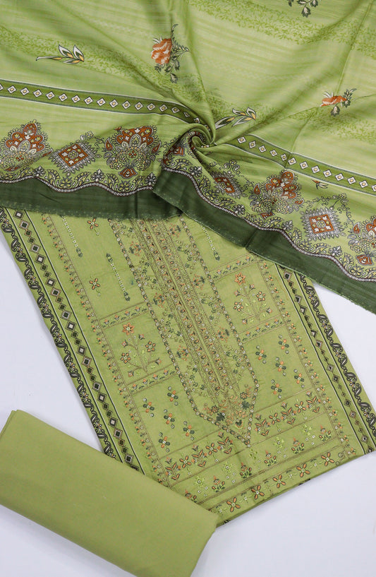 Bisma by Amna Khadija Embroidered Lawn Unstitched 3 Piece Suit - AM25BSM - D-06 - Green - Summer Collection