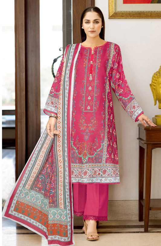 Bismil by Johra Printed Lawn Unstitched 3 Piece Suit - JH-1525 - JH25BSML - Pink - Casual Collection
