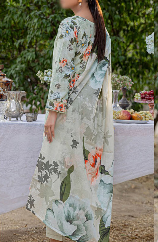 Bloom Embroidered Doriya Lawn Unstitched 3 Piece Suit - Design-08 - AK25BLO5 - Green - Summer Collection