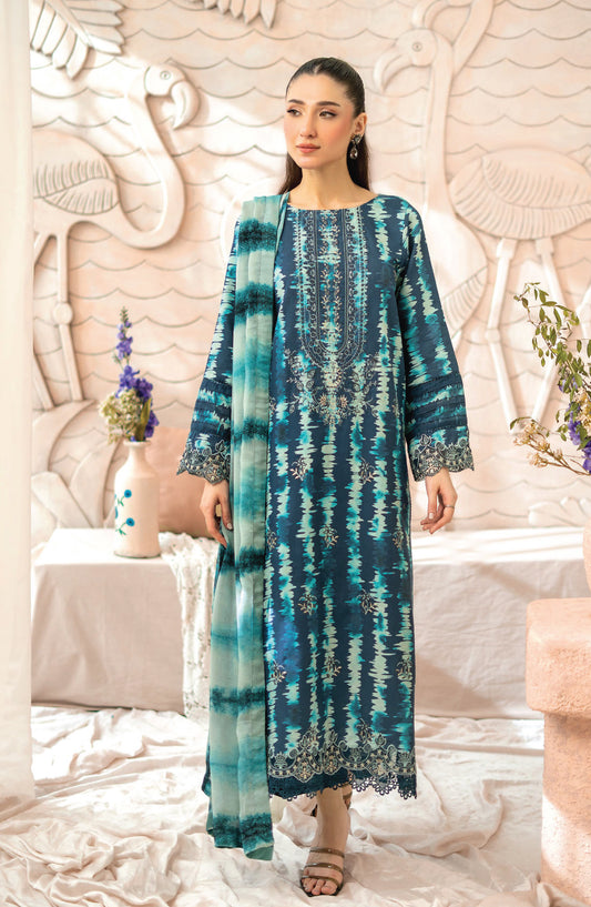 Blossom by Sanam Saeed Embroidered Lawn Unstitched 3 Piece Suit - D-10 - AK26BLM - Green - Summer Collection