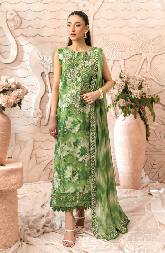 Blossom by Sanam Saeed Embroidered Lawn Unstitched 3 Piece Suit - D-05 - AK26BLM - Green - Summer Collection
