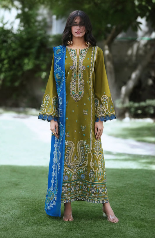 Breathe by Casual Lite Embroidered Cotton Cambric Stitched 3 Piece Suit - 07 Elis Meadow - CL26BRTH - Green - Summer Collection