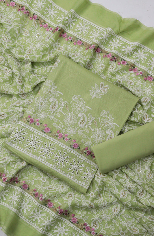 Breezea by Amna Khadija Embroidered Lawn Unstitched 3 Piece Suit - Design-01 - AM25BRZE - Green - Luxury Collection