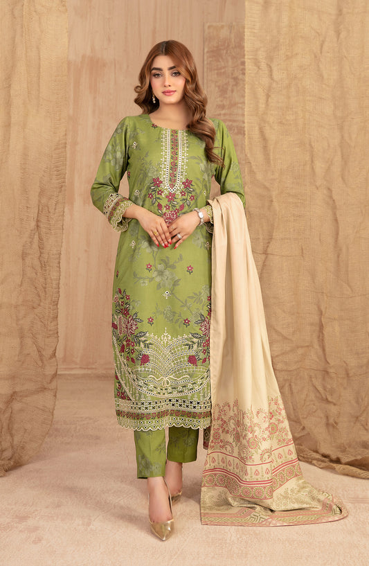 Cassa by Tawakkal Fabrics Embroidered Dhanak Unstitched 3 Piece Suit - D-5400 - TF25CASA - Green - Winter Collection