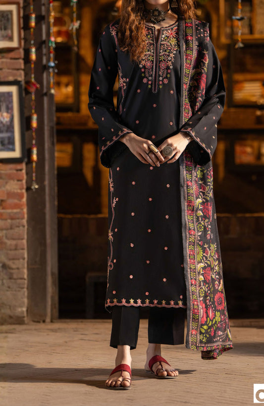 Casual Lite Bazaar Pret Hit Codes Embroidered Stitched 3 Piece Suit - D-04 - CL26HTC - Black - Festive Collection