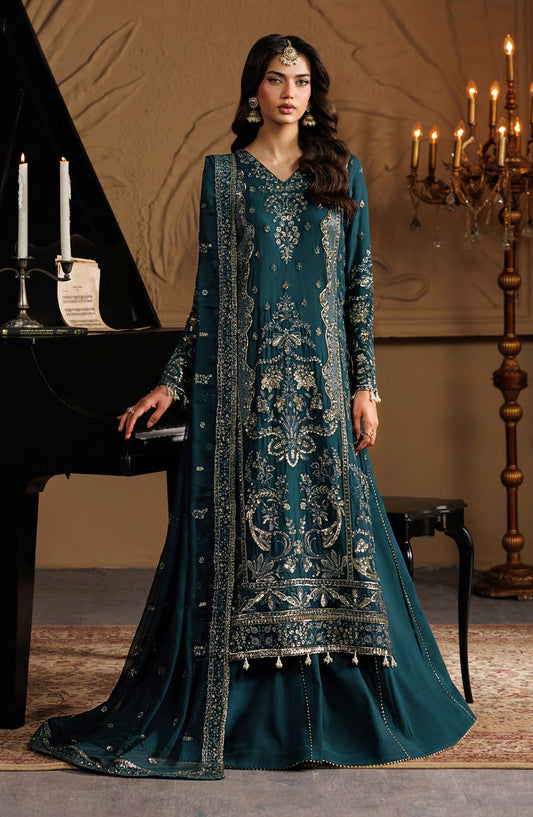 Celeste by Emaan Adeel Embroidered Chiffon Unstitched 3 Piece Suit - 08 Asteria - ED26CLS - Teal - Festive Collection
