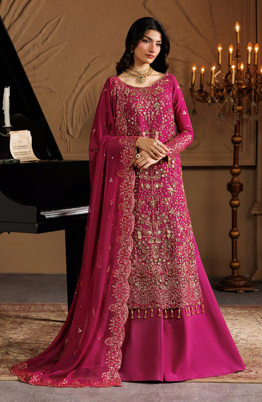 Celeste by Emaan Adeel Embroidered Chiffon Unstitched 3 Piece Suit - 06 Ember - ED26CLS - Pink - Festive Collection