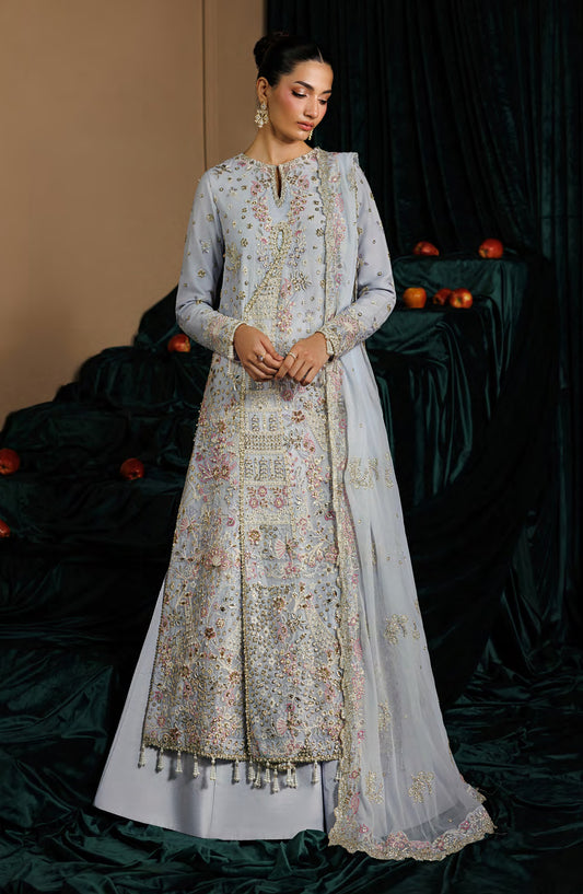 Celeste by Emaan Adeel Embroidered Chiffon Unstitched 3 Piece Suit - 05 Selene - ED26CLS - Sky Blue - Festive Collection