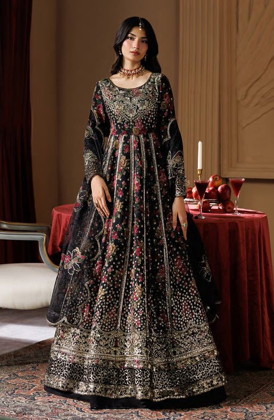 Celeste by Emaan Adeel Embroidered Chiffon Unstitched 3 Piece Suit - 04 Ash - ED26CLS - Black - Festive Collection