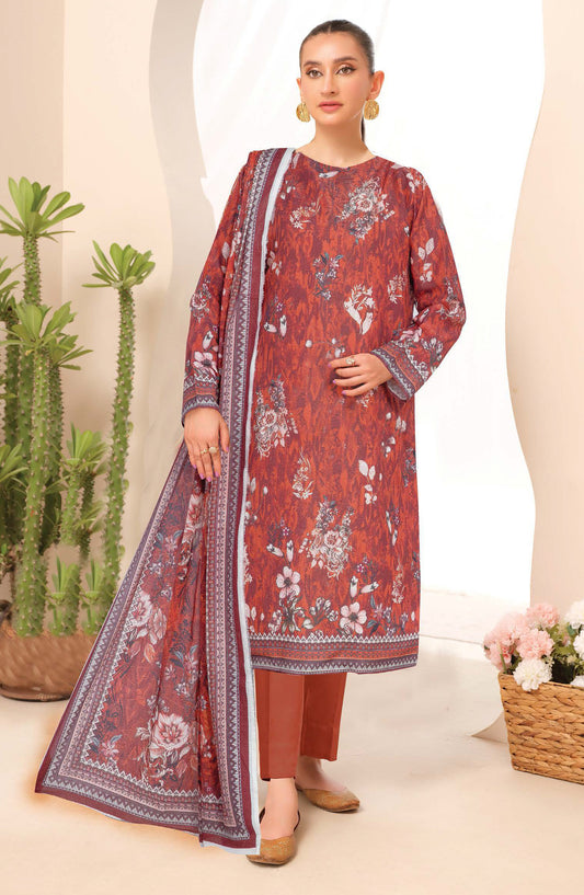 Class by Johra Printed Lawn Unstitched 3 Piece Suit - JH-1154 - JH25CLAS - Red - Casual Collection