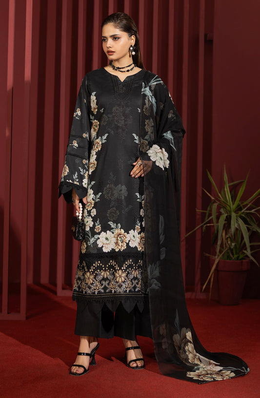 Coco by Panache Embroidered Lawn Unstitched 3 Piece Suit - D-09 - PN26C - Black - Summer Collection
