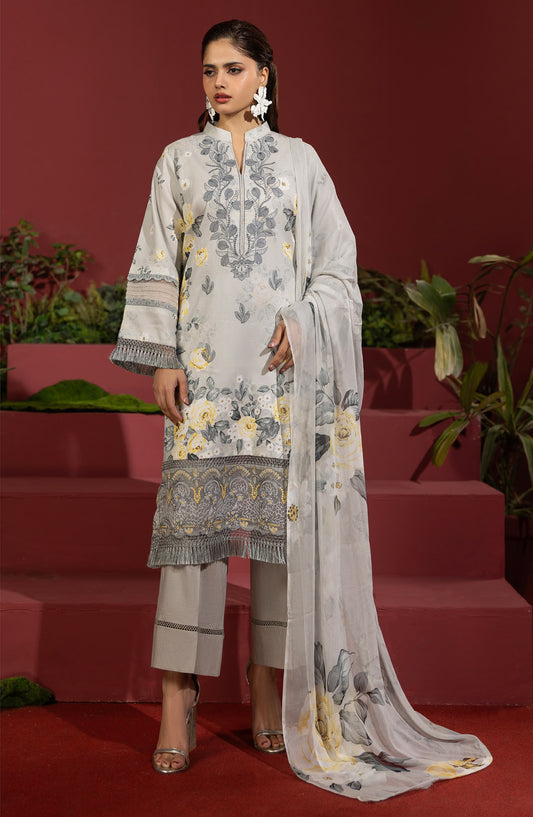 Coco by Panache Embroidered Lawn Unstitched 3 Piece Suit - D-01 - PN26C - Grey - Summer Collection