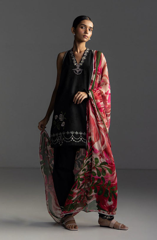 Coco by Zara Shahjahan Embroidered Lawn Unstitched 3 Piece Suit - Miro-2B - ZS26LW - Black - Summer Collection