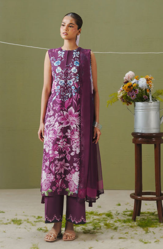 Coco by Zara Shahjahan Printed Lawn Unstitched 3 Piece Suit - D-6B - ZS26PR - Purple - Summer Collection