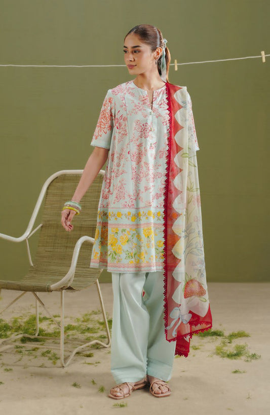 Coco by Zara Shahjahan Printed Lawn Unstitched 3 Piece Suit - D-4B - ZS26PR - Green - Summer Collection