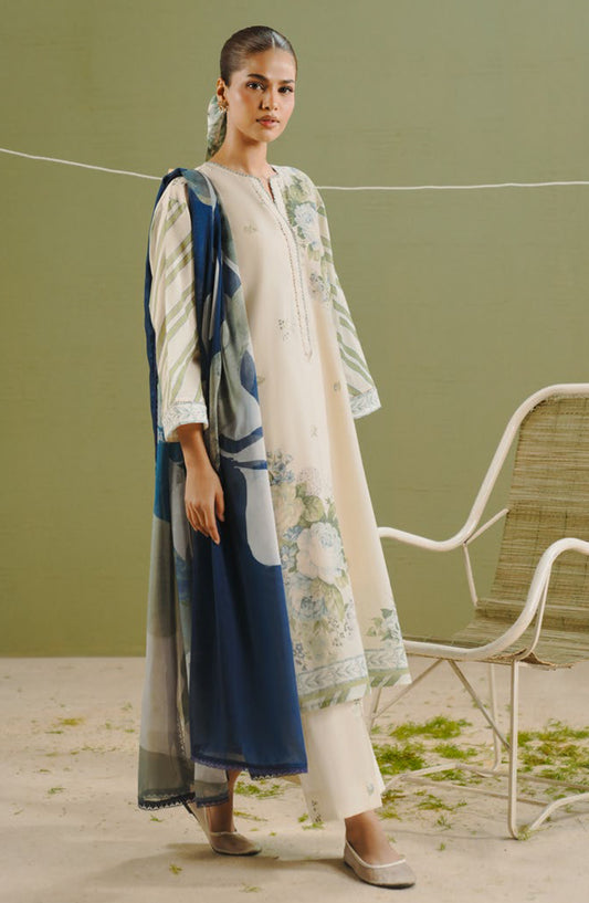 Coco by Zara Shahjahan Printed Lawn Unstitched 3 Piece Suit - D-1B - ZS26PR - Fawn - Summer Collection