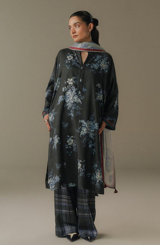 Coco by Zara Shahjahan Digital Printed Linen Unstitched 3 Piece Suit - Hushed Ember-6B - ZS25PND - Black - Winter Collection