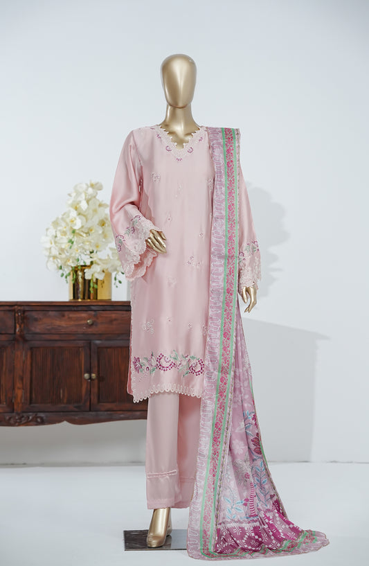 Crescent Dreams by Amna Khadija Embroidered Shamooz Silk Stitched 3 Piece Suit - AKCD-03 - AM26CDRE - Pink - Festive Collection