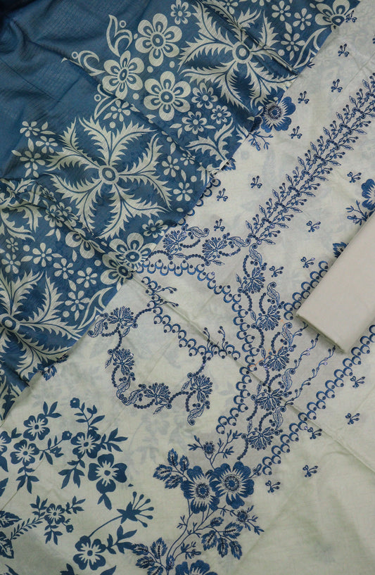 Ishmal by Amna Khadija Embroidered Lawn Unstitched 3 Piece Suit - D-04 - AM25ISHEL - Off White - Summer Collection