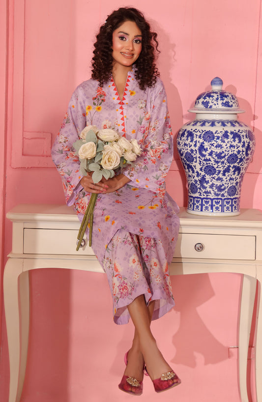 Dr Prints by Dr Haris Digital Printed Lawn Unstitched 2 Piece Suit - DHR25PR - D-09 - Purple - Summer Collection