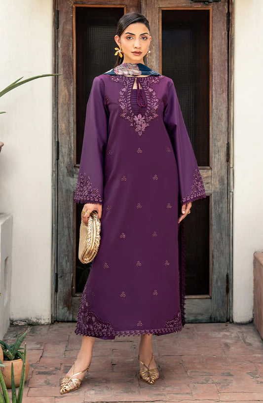 Dareen by Izel Embroidered Lawn Unstitched 3 Piece Suit - 07 Areeza - ZL26DR - Purple - Summer Collection