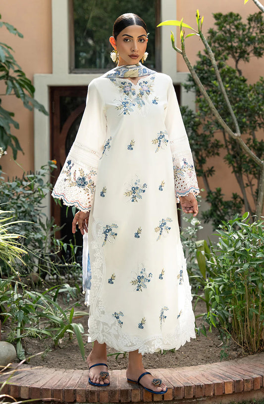 Dareen by Izel Embroidered Lawn Unstitched 3 Piece Suit - 05 Mishaal - ZL26DR - White - Summer Collection