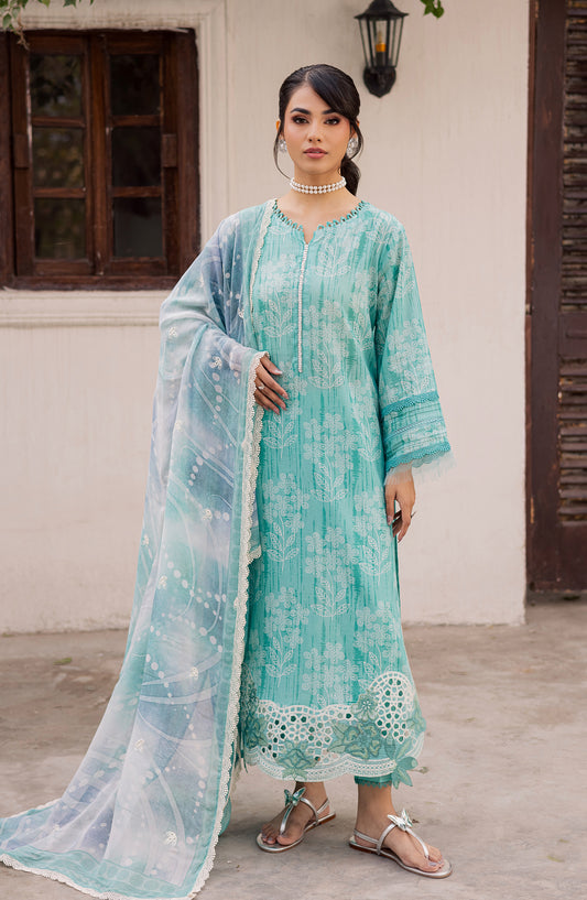 Daria Basics Embroidered Lawn Unstitched 3 Piece Suit - DA-26 - DR26BS - Blue - Summer Collection