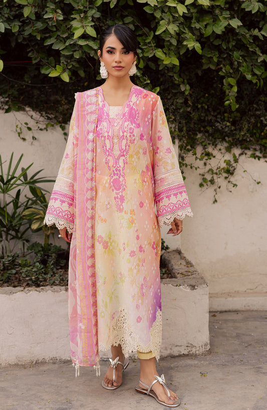 Daria Basics Embroidered Lawn Unstitched 3 Piece Suit - DA-23 - DR26BS - Pink - Summer Collection