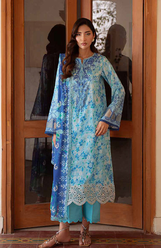Daria Embroidered Lawn Unstitched 3 Piece Suit - DA-35 - DR26RM - Blue - Ramadan Collection